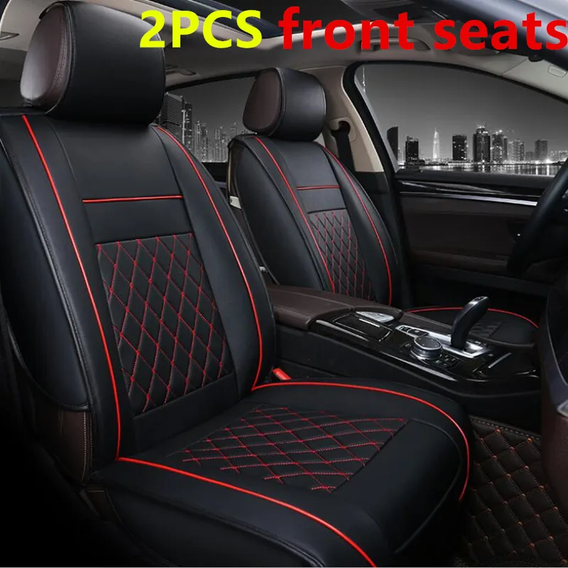 Специальные кожаные чехлы для сидений автомобиля для hyundai solaris tucson creta getz i30 i20 accent ix35 аксессуары автостайлинг - Название цвета: 2PC Standard Edition