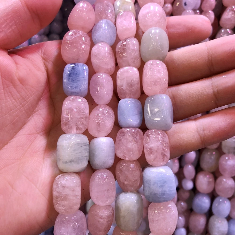 Wholesale 2strings Natural Multi Morganite Bery l Gem Stone Polished Nugget Beads,Genuine Gem Jewelry Making Beads,15.5\