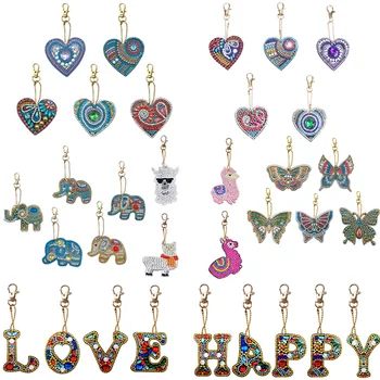

DIY Special Shaped Full Drill Diamond Painting Keychain Key Ring Embroidery Painting Gifts Cross Stitch Pendant