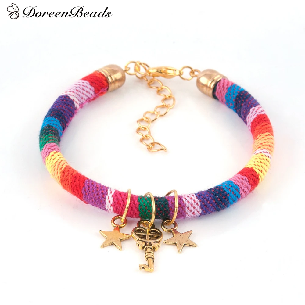 DoreenBeads шикарные браслеты бохо хлопковый шнур тусклый античный золотой цвет