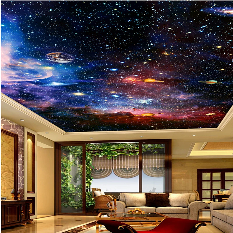 Us 23 65 45 Off Custom 3d Photo Wall Murals Star Space For Living Room Hotel Lobby Meeting Room Ceiling Zenith Mural Wall Papers Home Decor In