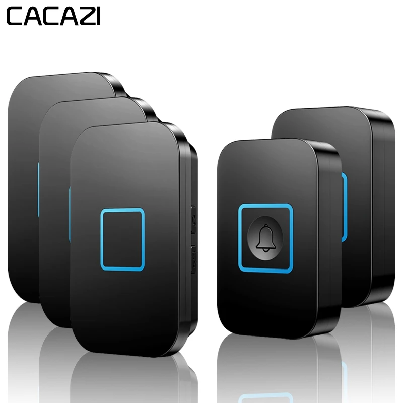 

CACAZI Waterproof Wireless Doorbell 300M Remote LED Night Light 2 Button 3 Receiver US EU UK Plug Smart Home Calling Bell Chime