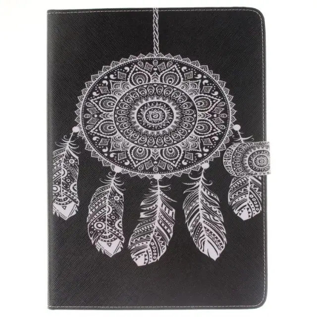 

Black background Wind chime pattern pu Leather flip Case For apple iPad mini 2 3 4 ipad 2 3 4 Air12 pro 9.7"12.9" cover case