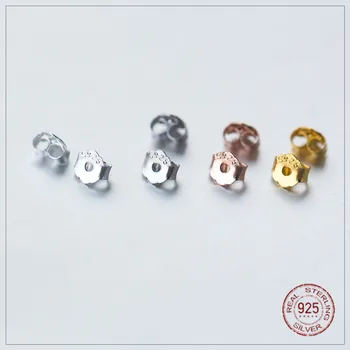 

5 Pairs x Authentic 925 Sterling Silver Butterfly Earrings Safty Back 4.5mm Silver Gold White Gold Wholesale Stud Earrings Backs