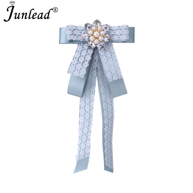 

Junlead New Bowknot Tie Necktie Corsage Pearl Flower Broch Clothing Dress Accessories Ribbon Lace Bow Brooches Pins for Women