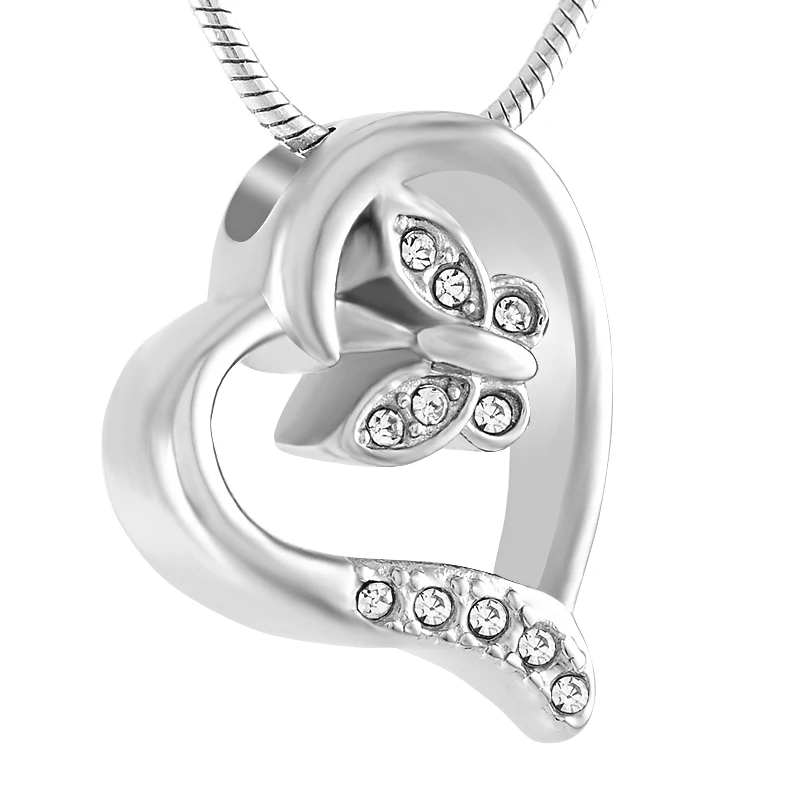 

Ash Holder For Women Crystal Butterfly Heart Urn Hold Ashes Memorial Jewelry For Pet/Human Ashes Cremation Necklace Hold Ashes