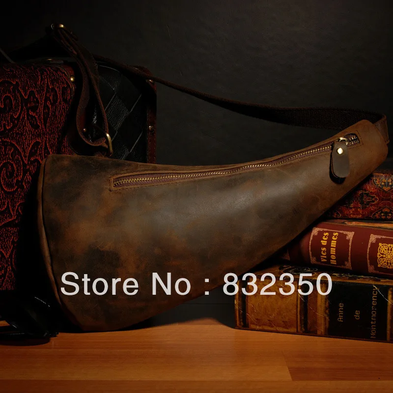 Unique Vintage Crazy Horse Leather Chest Bag Messenger Shoulder Chagul Antique Handbag | Багаж и сумки