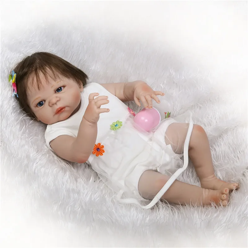 

Bebe Doll Reborn 23"57cm Full silicone reborn baby girl doll toys for children gift bebes reborn corpo de silicone inteiro