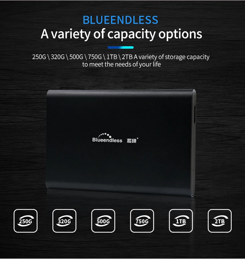 USB3.0 External Hard Drive Aluminum hard case hard disk external 320G500G750G1TB2TB HDD for PCLaptop blueendless  (12)