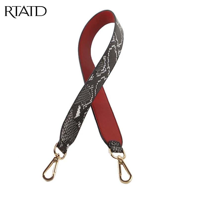 

RTATD New Python Leather design Women Bag Strap Fashion easy matching PU Shoulder Straps For Handbags Long width Bags Belts J003