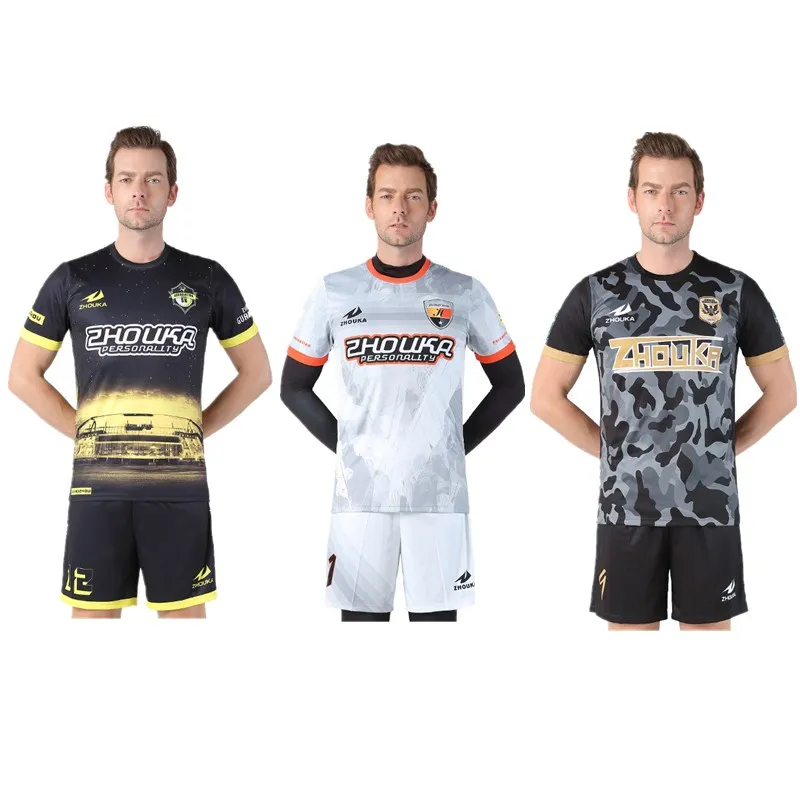 Zhouka Blank Football jerseys 2018-2019 Adults Men tracksuit Soccer Training Suit Soccer Jersey & shorts Sportswear Customized