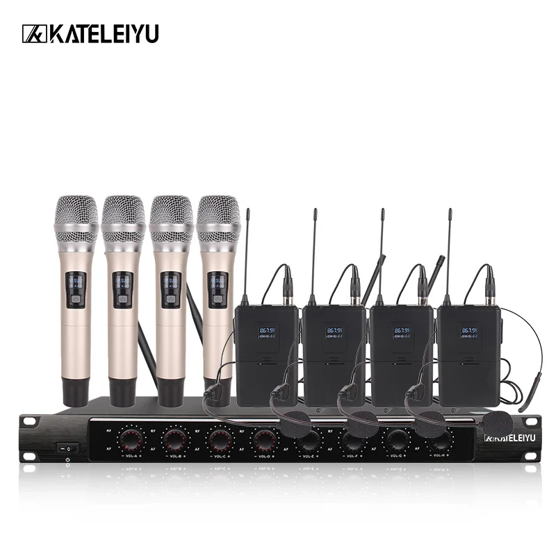 

System 8600F Professional Wireless Microphone 8 Channel Professional VHF 8 Stage Karaoke Microphone Handheld Wireless Microphone