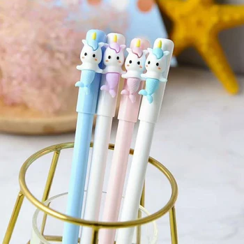 

4 Pcs/set Cute 0.5mm Unicorn Cat Mermaid Character Gel Pens Signature Pen Escolar Papelaria School Office Supply Stationery Gift