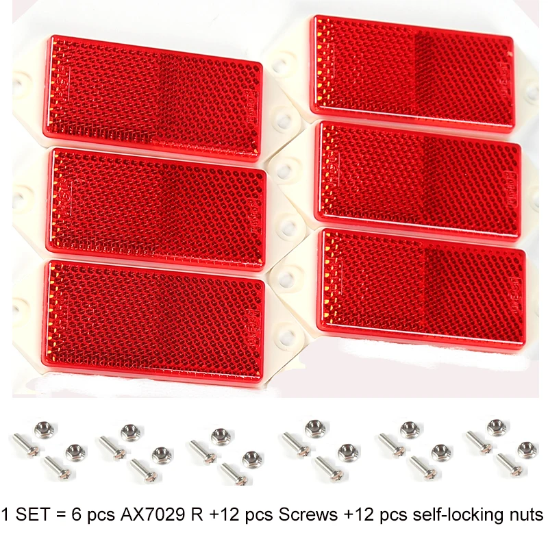 

6 PCS AOHEWE red rectangular reflector with screw E C E Approval reflect strip for trailer truck lorry bus RV caravan bike