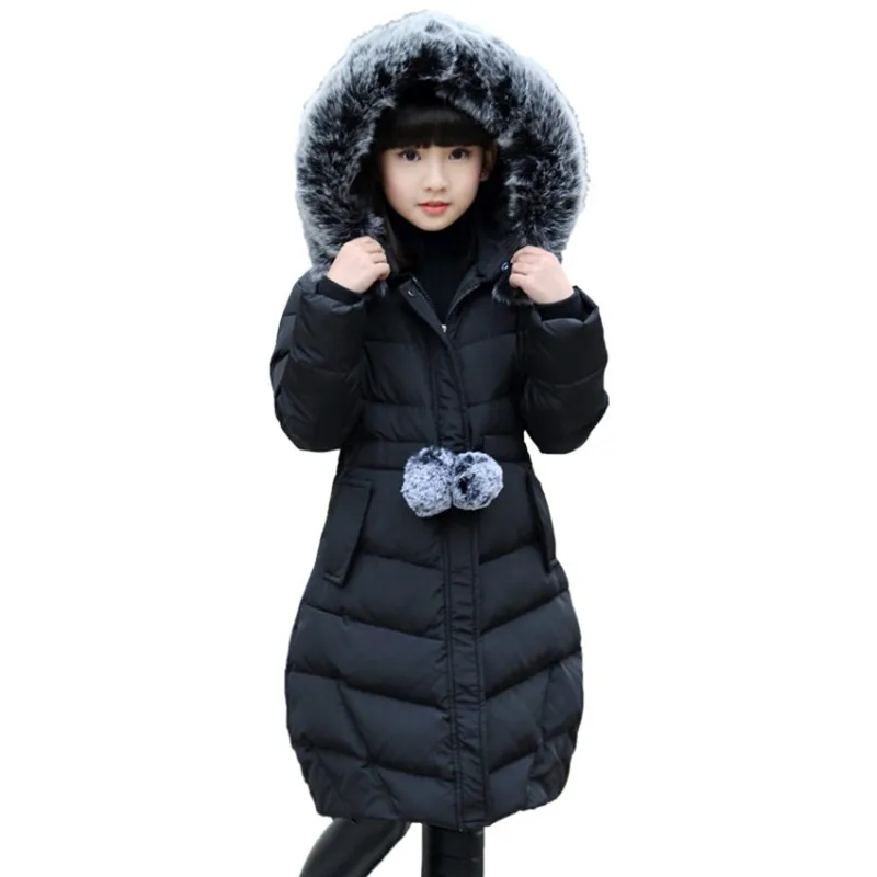 2019 пальто с капюшоном для девочек детские зимние хлопковые теплые воротник из густого меха рождество школьная Милая верхняя одежда
