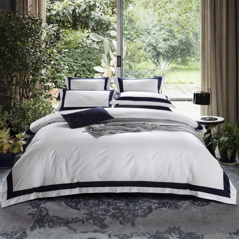  Egyptian Cotton Hotel White Bedding Set Luxury Queen King size Bed set Duvet Cover Bed Sheet spread