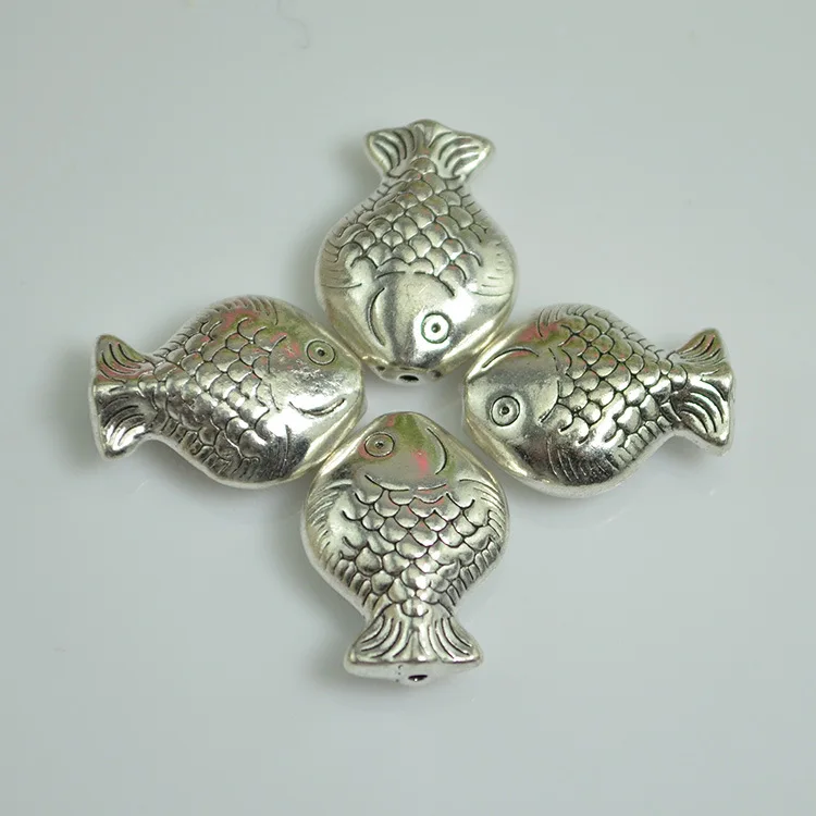 Nepal Tibetan Silver Lucky Fish Beads For Jewelry Making Handcrafting