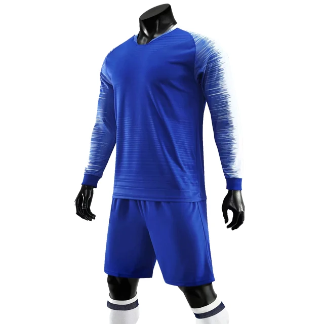 Футбольные костюмы для мужчин и детей, футболки с длинными рукавами для футбола Survete, мужские футболки для футбола, коллекция года для мальчиков и женщин, футбольные майки с принтом - Цвет: blue