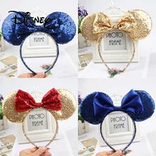 Горячие disney Микки ушные аксессуары высококачественные блестки повязки для волос с бантиками шпилька детские вечерние украшения игрушки для девочек