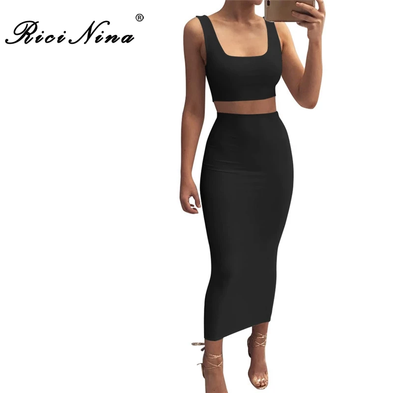 RICININA Fashion Sexy Bodycon Dress Women Square Neck Bandage Solid Slim Dress Ladies Casual Summer Dresses Vestidos