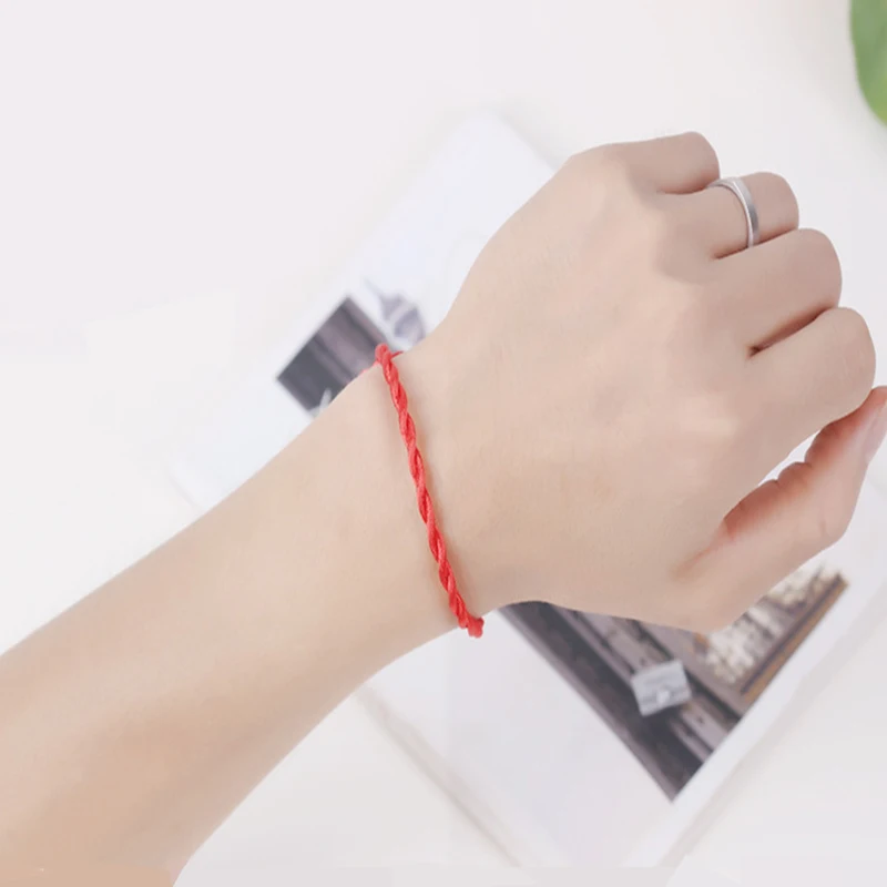 Qevila 2019 Hot Sale 2PCS Fashion Red Thread String Bracelet Lucky Red Handmade Rope Bracelet for Women Men Jewelry Lover Couple (11)