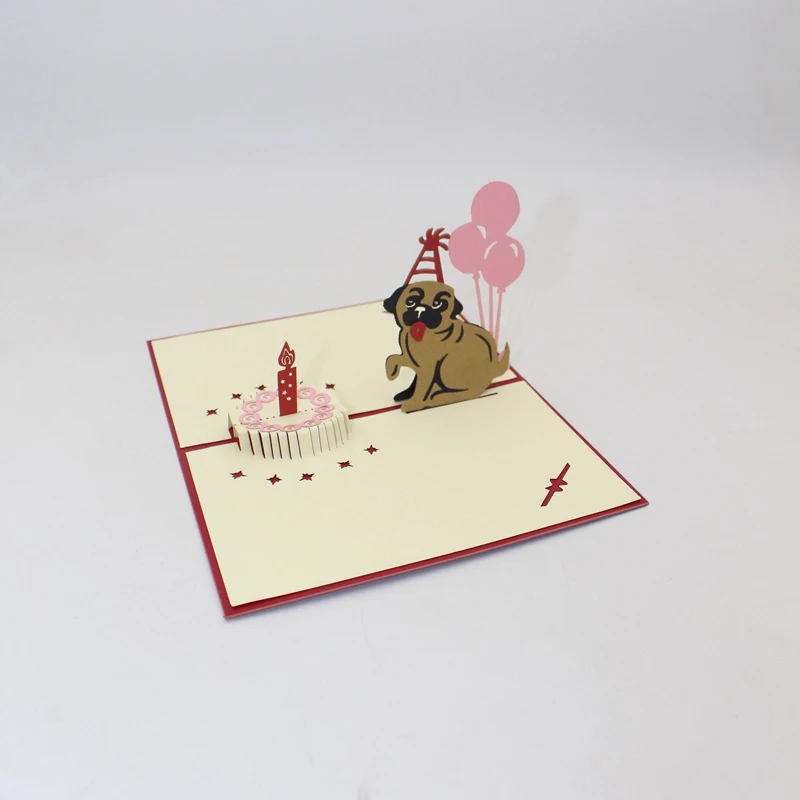 3D лазерная вырезка своими руками мультфильм собака День рождения бумага для выпечки для приглашения поздравительной открытки Открытка+ конверт Дети День рождения креативный подарок