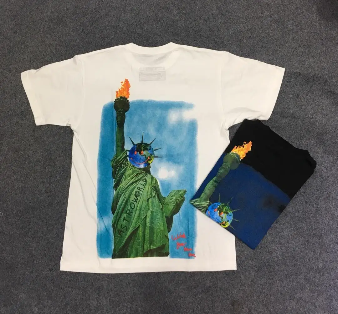 

Travis Scott Astroworld MSG flame statue of liberty Astrworld T-shirt Men Women Streetwear Hip Hop ASTROWORLD Tshirt top tees