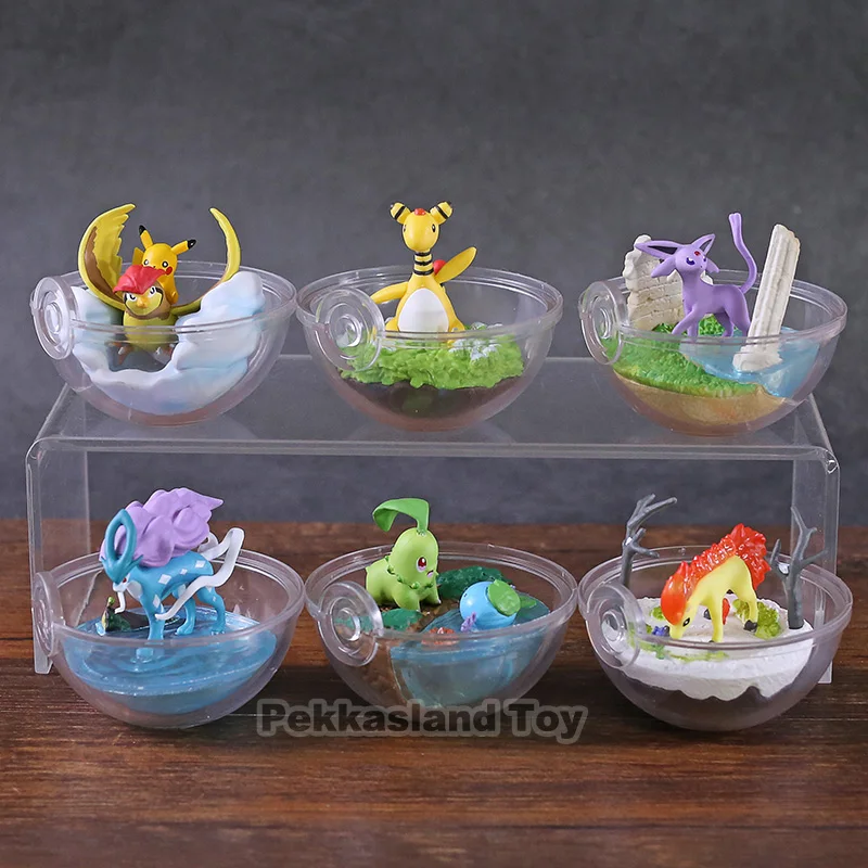 

6pcs/set Transparent ball Ampharos Espeon Pidgeotto Chikorita Wooper Ponyta Suicune Action Figure Toys Decoration Gift for Kids