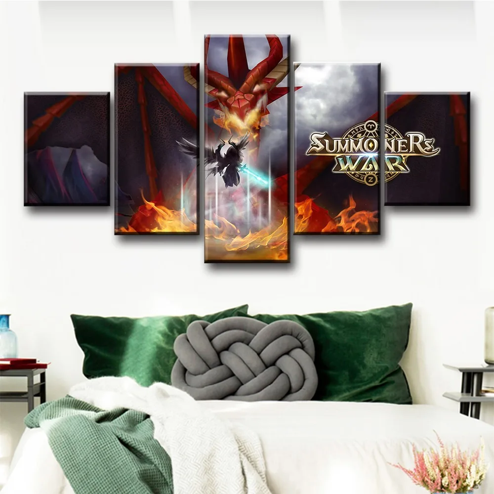 5-Piece-Summoners-War-Sky-Arena-Card-Game-Poster-And-Prints-HD-Cartoon-Modern-Decorative-Pictures