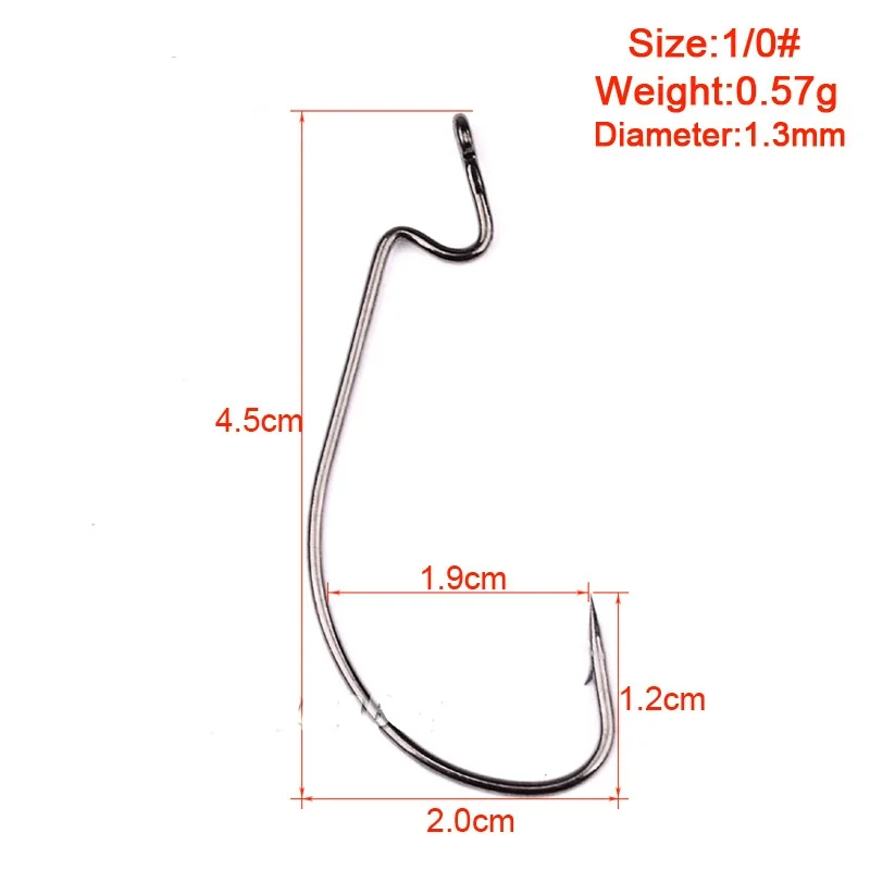 100 шт. 38105 рыболовные крючки для Червяков черный колючая смещение джиг мягкие приманки в виде червей с высоким содержанием углерода Сталь крюк для Размеры 1/0 2/0 3/0 4/0 5/0