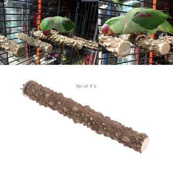 

Wooden Bird Parrot Stand Holder Paw Grinding Perch Chew Pets Toys Hanging Cage