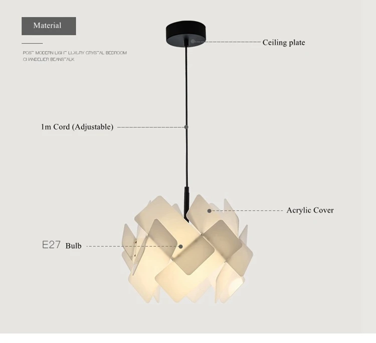 LuKLoy Nordic Modern Pendant Light Acrylic Piles Hanging Lamp Bedside Dining Table Pendant Lamp Loft Suspension Lighting Fixture (5)