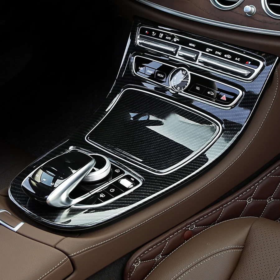 Carbon Fibre Console Gear Panel Trim Car Accessory For Mercedes Benz E