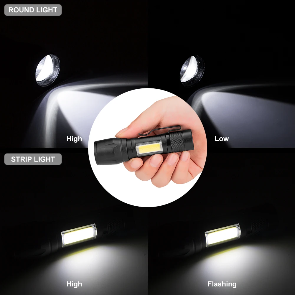50000LM Q5 LED Flashlight Zoomable Torch Light Lamp AA 14500 Battery Bike Mount@ 