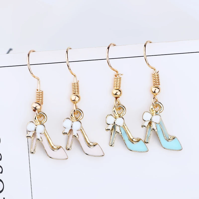 DIY Мультяшные Сережки для женщин Kawaii высокий каблук Earing парные красочные стразы