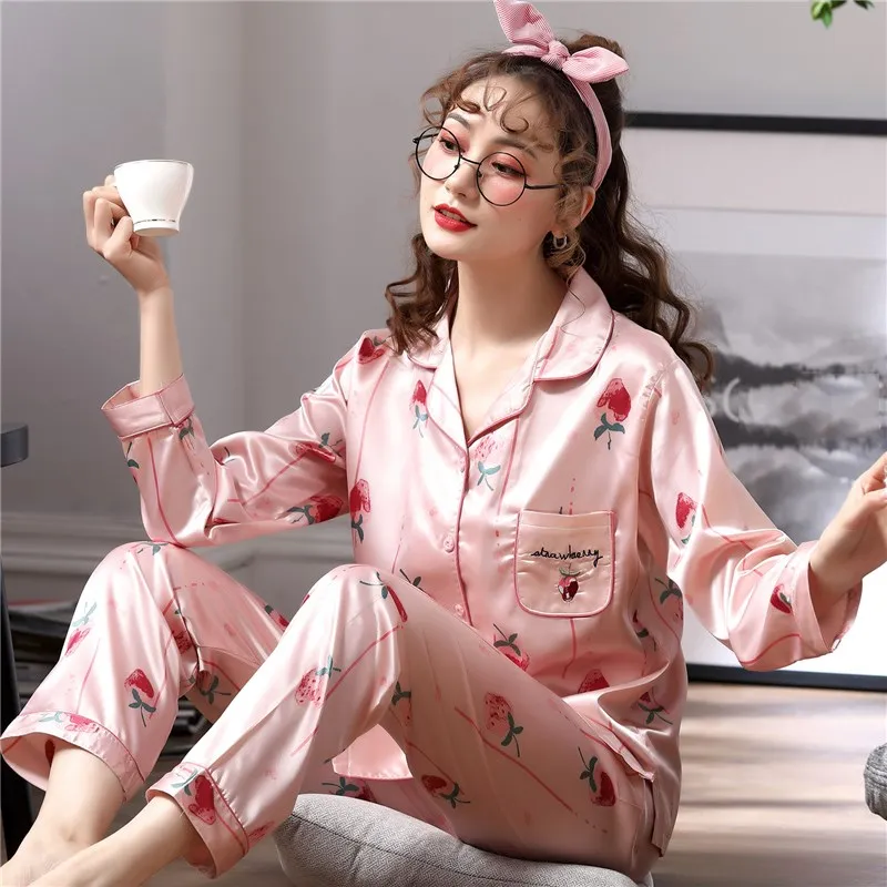 Women Pyjama Set Long Sleeve Autumn Home Furnishing Home Suit Pure