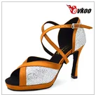 Evkoo/танцевальная обувь для латинских танцев на платформе 10 см; кожаная подошва для девочек; US4-12; цвет белый, черный, коричневый; Танцевальная обувь для латинских танцев; женская обувь Evkoo420 - Цвет: Tan