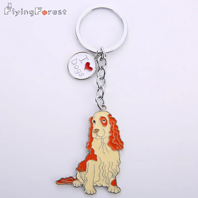 

Keychain Cocker Spaniel Dog DIY Metal Door Car Key Logo Factory Wholesale Keychain for Bag Animal Key Holder Cute Pet Keyrings