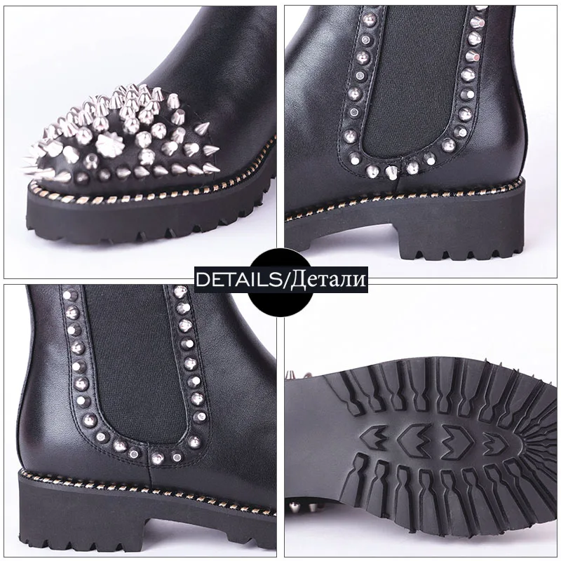 Fashion Buckles 2019 Casual in Ankle Women Toe Scarpe Short Boot Plush Black Round Boots Wetkiss Donna Black pelle Spring Tacchi spessi Punk Donna 4qC7wSS