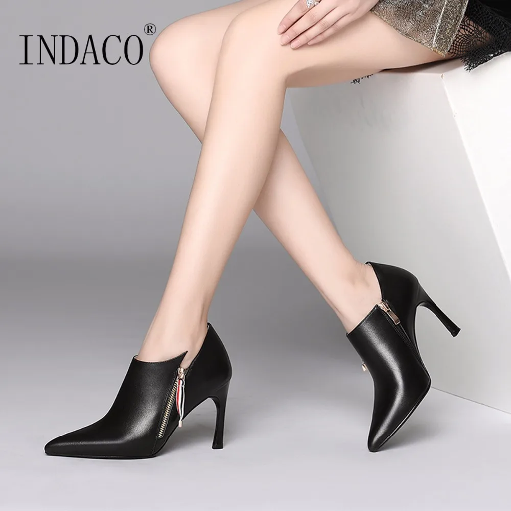 

Leather Boots Women Ladies Boots Women High Heel Ankle Strap Boots Genuine Leather Zip Luxury Shoes Women Designers