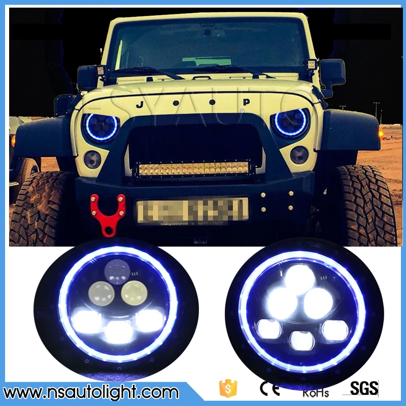 7'' 7inch blue Halo Super Bright 60w Round Led Headlight for Jk Tj Fj
