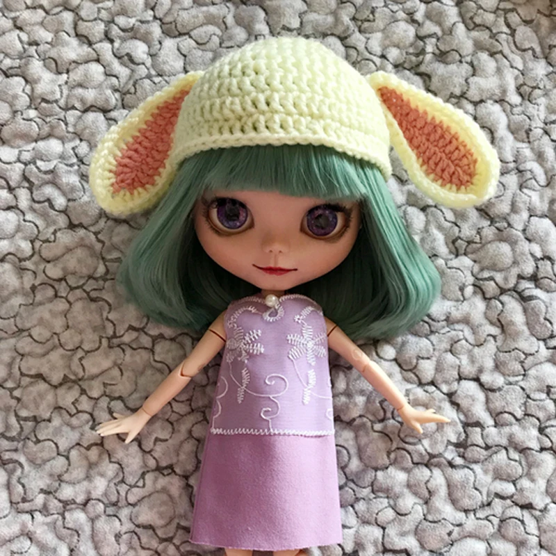 1 шт. вязаная шапка с милым кроликом для куклы 1/6 Blythe Аксессуары девочек