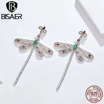 

[Buy 4 Save More 5%]Bisaer Color Dragonfly Drop Earrings Woman Luxury Jewelry Bridal Fringed Vintage Long Earring Gifts GCE001