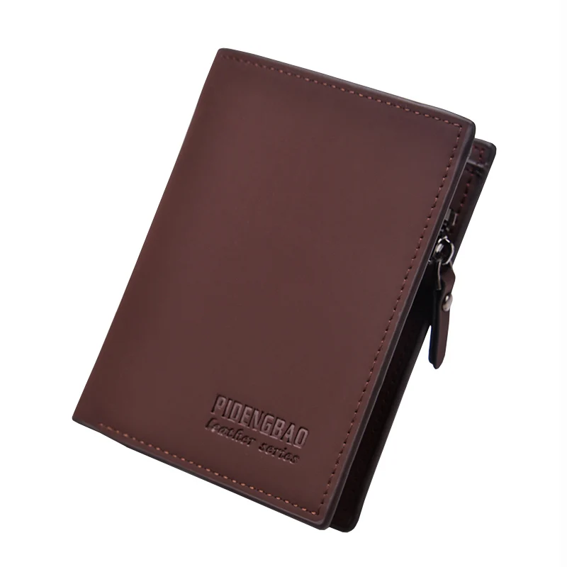 

Men Wallets Purse Bag Short PU Durable Fashion Zipper Buckle For Coin Money Cards Holder KA-BEST