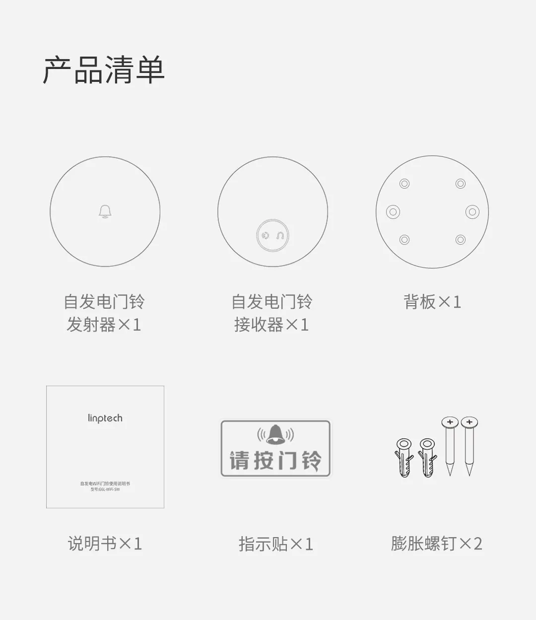 Xiaomi Linptech самогенерирующий беспроводной дверной звонок без батареи без проводки отключение памяти Регулируемая громкость работа с приложением Mihome
