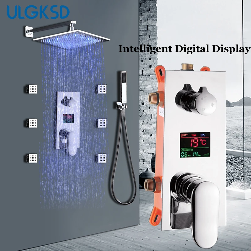 Buy ULGKSD Digital Shower Faucets Set LED Shower Head