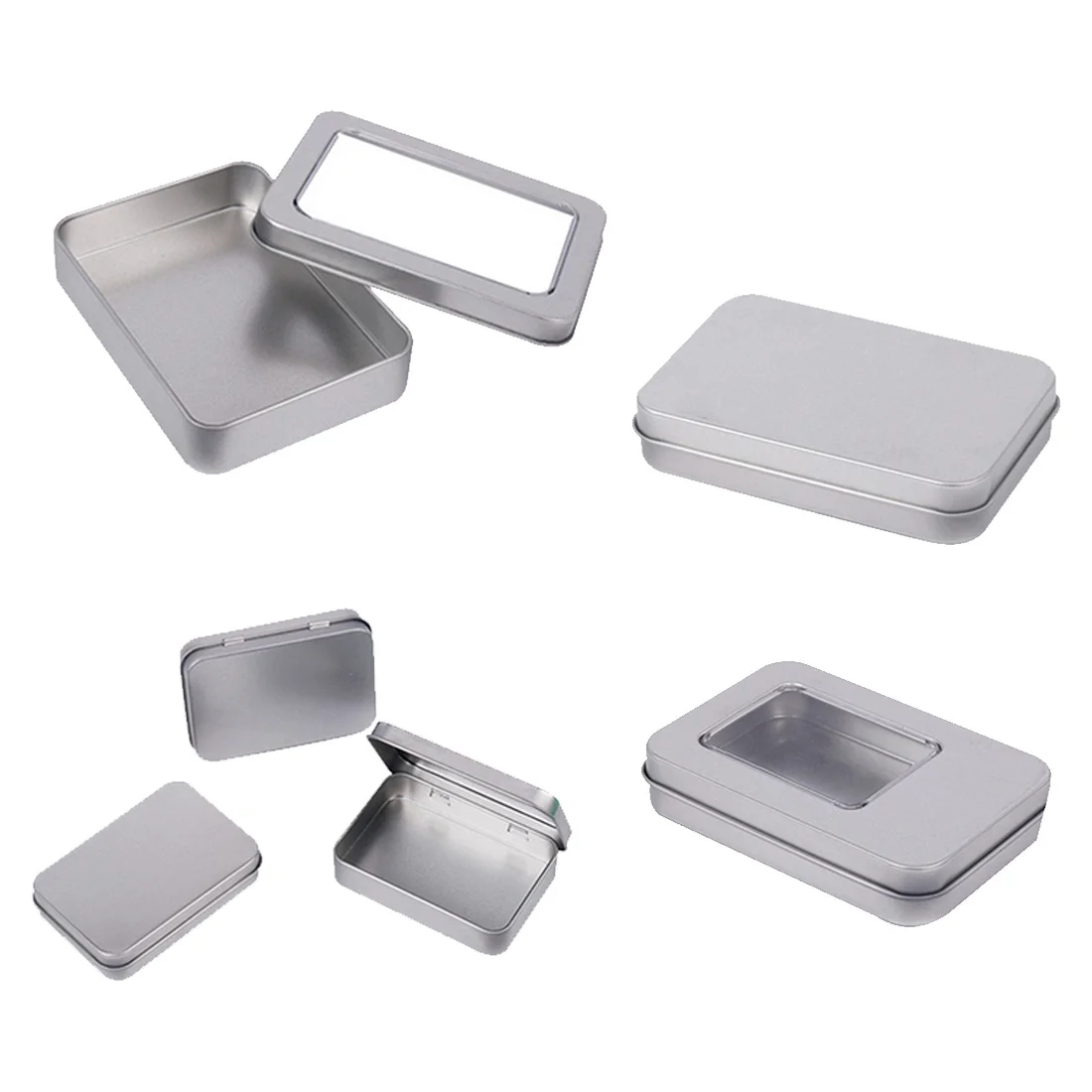 

HIPSTEEN Mini Tin Box Small Storage Box Metal Storage Box Tin Silver Storage Box Case Organizer For Money Coin Candy Key