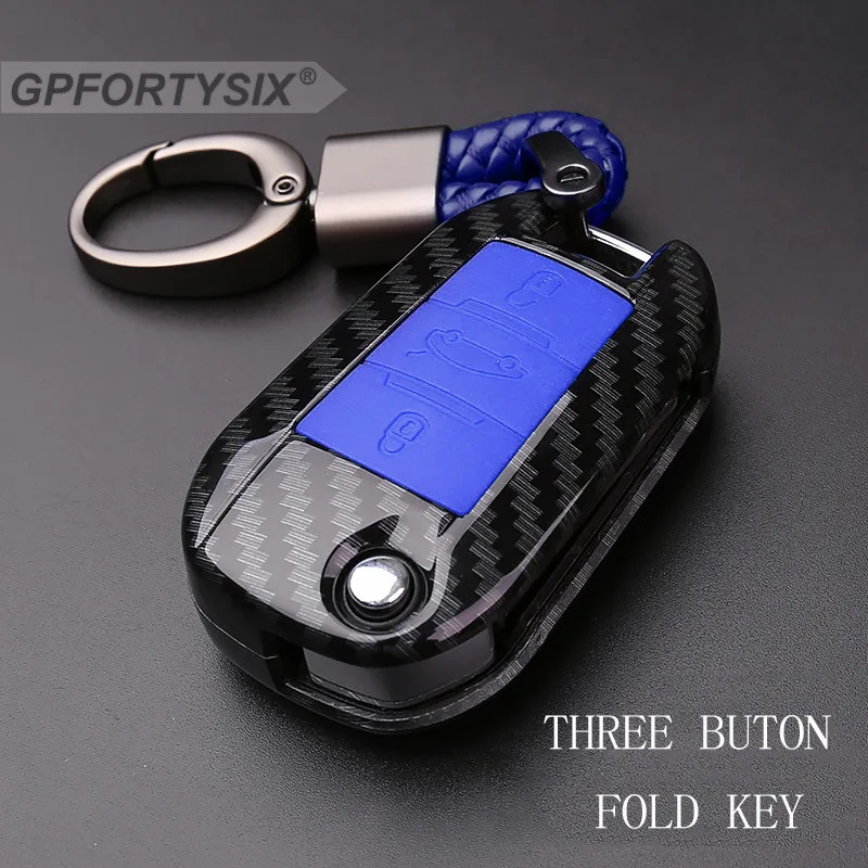 Carbon Fiber blue B Абс, силикон, углеродное волокно, автомобильный чехол для ключей, чехол для Citroen C4 кактус C5 C3 C6 C8 Picasso Xsara для peugeot 3008 308 RCZ 508 - Название цвета: Carbon Fiber blue B