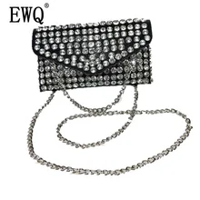 [EWQ] Весенняя Новая модная сумка-конверт, стразы, карманы, сумка-мессенджер на цепочке с бриллиантами, модные женские аксессуары QH408