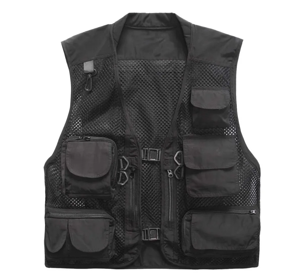 Meilleur Grande taille Multi poches gilet hommes été maille respirant photographie gilet Reporter réalisateur gilet décontracté travail uniforme VT 121